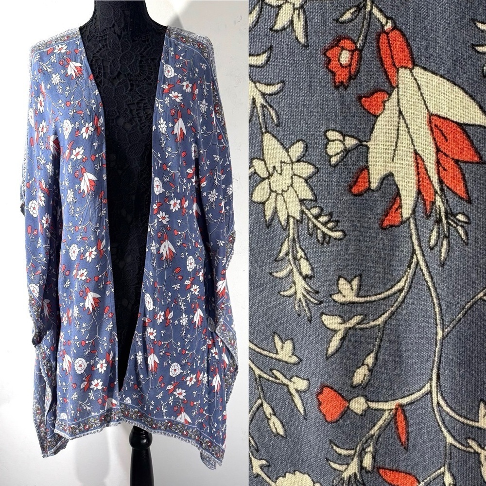 2/$35 Japna Handmade Viscose Floral Kimono Open Front Cover Up One Size